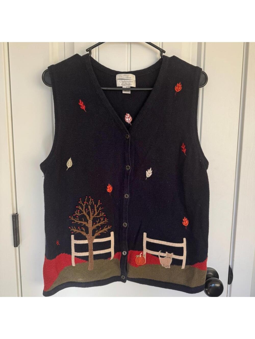 VTG Christopher & Banks Embroidered Fall vest-Medium